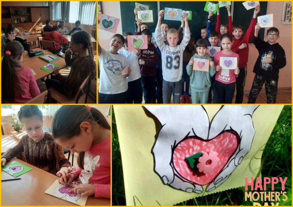 Учні 4-В класу з учителем англійської мови Мар'яною Павельчак створювали листівочки для своїх найкращих та найрідніших матусь!